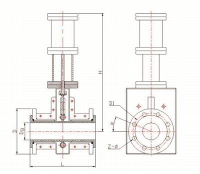 氣動(dòng)高耐磨管夾閥結(jié)構(gòu)示意圖