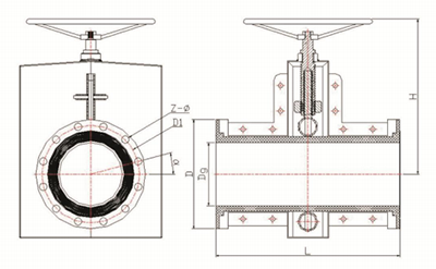 手動DN1000裸式管夾閥結(jié)構(gòu)示意圖