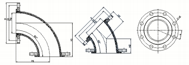 襯膠彎頭結構簡圖