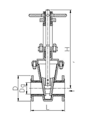 手動襯膠閘板閥結(jié)構(gòu)圖